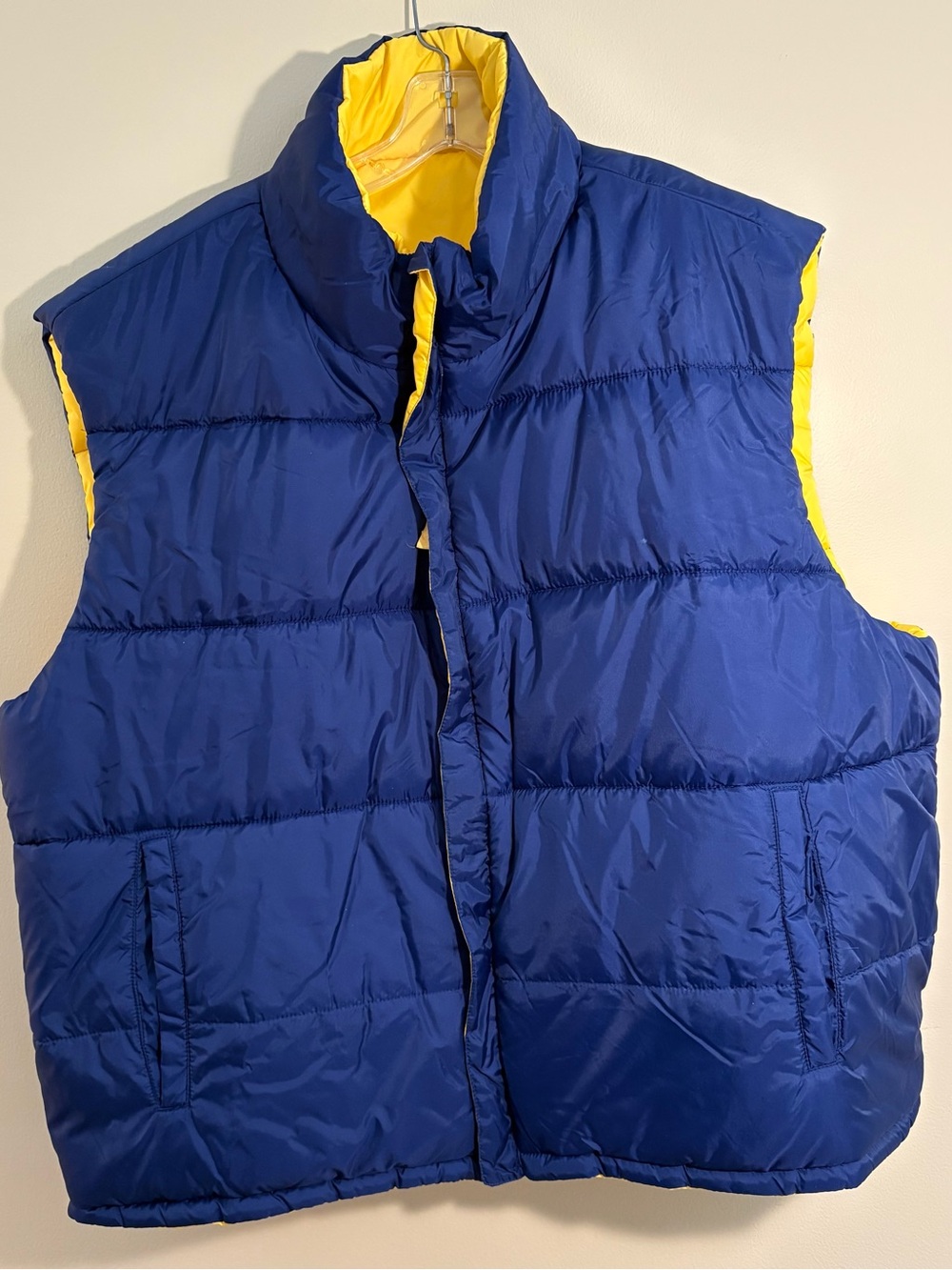 NWT Athletic Works Reversible Puffer Vest Blue/Yellow Size 3XL